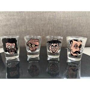 Vintage 50s Anchor Hocking Novelty Shot Glasses Roving Eyes Google Eyes Set of 4